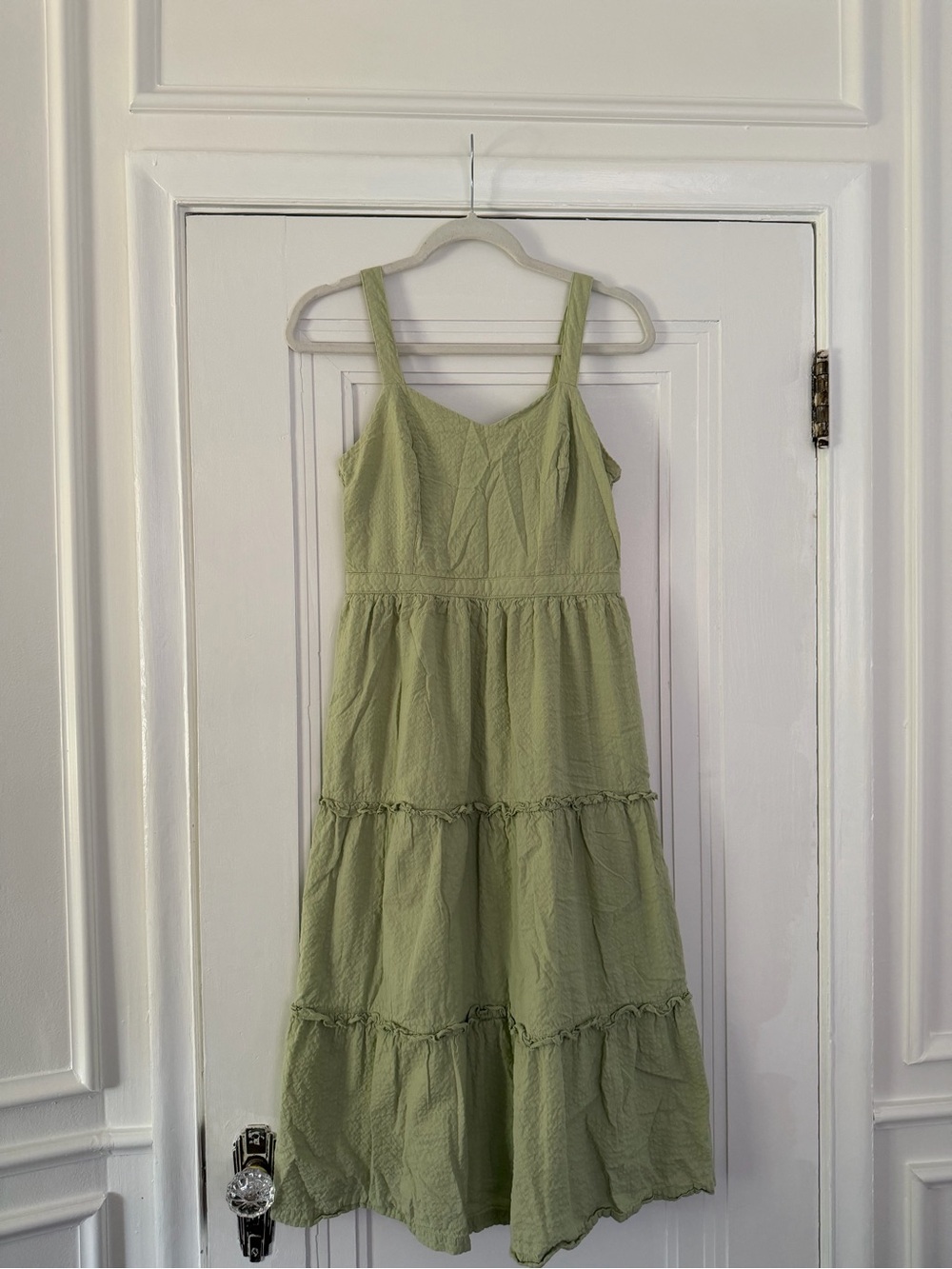 Light Sage Tiered Midi Dress
